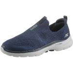 Blaue Skechers Go Walk 6 Low Sneaker ohne Verschluss in Normalweite aus Textil für Damen Größe 43 