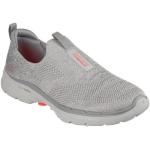 Reduzierte Graue Skechers Go Walk 6 Low Sneaker ohne Verschluss in Normalweite aus Textil für Damen Größe 43 