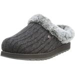 Skechers Keepsakes - Ice Angel Flache Hausschuhe Damen, Grau (Charcoal Cable Knit Sweater/Faux Fur Trim Ccl), 37.5 EU