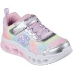 Silberne Skechers Heart Lights Low Sneaker mit Glitzer mit Klettverschluss in Normalweite aus Textil für Kinder Größe 34 