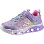 Lavendelfarbene Skechers Heart Lights Low Sneaker mit Klettverschluss in Normalweite aus Textil für Kinder Größe 34 