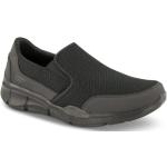 Schwarze Skechers Slip-on Sneaker ohne Verschluss aus Mesh leicht für Herren Größe 45 