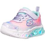 Reduzierte Bunte Skechers Heart Lights Low Sneaker mit Glitzer mit Knopf aus Stoff leicht für Kinder Größe 26,5 