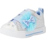 Skechers Mädchen Twinkle Toes Sneaker, Silberfarbenes Synthetikmaterial mit blauem Rand