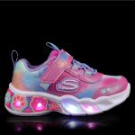 Rosa Skechers LED Schuhe & Blink Schuhe mit Riemchen aus Textil wiederaufladbar für Kinder 
