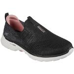 Reduzierte Schwarze Melierte Skechers Go Walk 6 Slip-on Sneaker ohne Verschluss aus Textil für Damen Größe 43 für den für den Sommer 