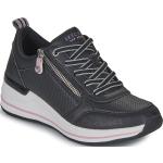 Schwarze Skechers Low Sneaker mit Reißverschluss aus Kunstleder leicht für Damen Größe 38 mit Absatzhöhe 5cm bis 7cm 