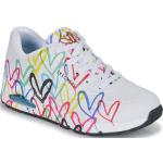 Reduzierte Weiße Skechers Uno Low Sneaker für Damen Größe 36 mit Absatzhöhe 5cm bis 7cm 