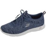 Reduzierte Blaue Skechers Arch Fit Low Sneaker in Schmalweite aus Textil für Damen Größe 41 mit Absatzhöhe bis 3cm 