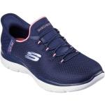 Reduzierte Blaue Skechers Summits Slip-on Sneaker ohne Verschluss in Normalweite aus Textil für Damen Größe 43 