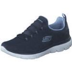 Blaue Blumenmuster Skechers Summits Slip-on Sneaker ohne Verschluss aus Mesh stoßdämpfend für Damen Größe 43 
