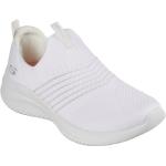 Weiße Skechers Ultra Flex Slip-on Sneaker ohne Verschluss in Normalweite aus Textil leicht für Damen 