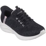 Reduzierte Schwarze Melierte Skechers Ultra Flex Slip-on Sneaker ohne Verschluss in Normalweite aus Textil leicht für Damen 