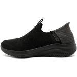 Schwarze Skechers Ultra Flex Vegane Slip-on Sneaker ohne Verschluss für Damen Größe 35 