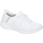 Weiße Skechers Ultra Flex Vegane Runde Low Sneaker in Normalweite aus Textil mit herausnehmbarem Fußbett für Damen 