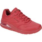 Rote Skechers Uno 2 Vegane Runde Low Sneaker in Normalweite aus Textil mit herausnehmbarem Fußbett für Damen 