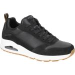 Schwarze Skechers Uno Runde Low Sneaker in Normalweite aus Leder mit herausnehmbarem Fußbett für Herren Größe 45 