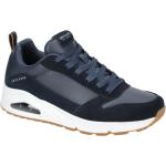 Marineblaue Skechers Uno Runde Low Sneaker in Normalweite aus Leder mit herausnehmbarem Fußbett für Herren Größe 46 