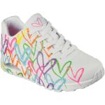 Weiße Casual Skechers Uno Low Sneaker in Normalweite aus Textil Leicht für Damen mit Absatzhöhe 3cm bis 5cm 