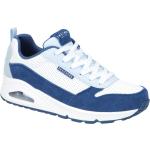 Blaue Skechers Uno Runde Low Sneaker in Normalweite aus Leder mit herausnehmbarem Fußbett für Damen 