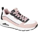 Pinke Skechers Uno Runde Low Sneaker in Normalweite aus Leder mit herausnehmbarem Fußbett für Damen 