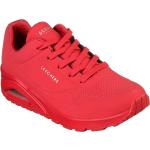 Reduzierte Rote Skechers Uno Runde Low Sneaker mit Schnürsenkel in Normalweite aus Textil leicht für Damen 