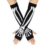 Weiße Fingerlose Handschuhe & Halbfinger-Handschuhe mit Halloween-Motiv aus Acryl für Damen Einheitsgröße 