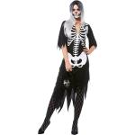 Schwarze Buttinette Skelett-Kostüme für Damen 