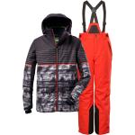 killte Skianzug für Jungen 140 in orange grau - Muster auf Skijacke - Skihose einfarbig - 140 140 Rot