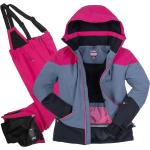 killtec Mädchen Skianzug 176 junge Frauen 36 - Skjacke mit Schneefang - blau und pinkj-Skihose Pink Muster und Trägern - 176 | Blau-Pink 176 pink