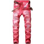 Rote Ripped Jeans & Zerrissene Jeans aus Denim für Herren 