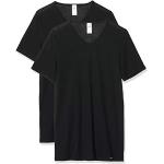 Reduzierte Schwarze Kurzärmelige Skiny V-Ausschnitt Kurzarm-Unterhemden für Herren Größe S 2-teilig 