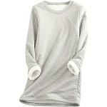 Graue Kurzärmelige Rundhals-Ausschnitt Kurzarm-Unterhemden aus Kunstfell für Damen Größe 4 XL für den Winter 