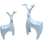 Weiße Moderne 40 cm Skulpturen & Dekofiguren mit Hirsch-Motiv aus Kunstharz 