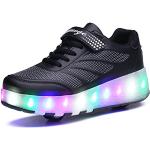 Skybird-UK LED Leuchtend Schuhe mit Doppelt Rollen Ultraleicht Einziehbar Outdoor Sportschuhe 7 Farbe Farbwechsel Blinkschuhe Skateboardschuhe Vibration Blinking Gymnastik Sneaker für Junge Mädchen