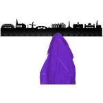 Schwarze Radius Design Amsterdam Städtegarderoben mit Skyline-Motiv pulverbeschichtet aus Metall Breite 50-100cm, Höhe 0-50cm, Tiefe 0-50cm 