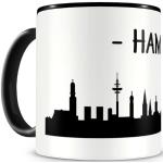 skyline4u Hamburg Skyline Tasse Hansestadt Kaffeetasse Teetasse H:95mm/D:82mm schwarz