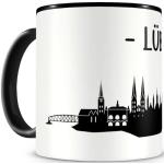 skyline4u Tasse mit Lübeck Skyline für Kaffee oder Tee H:95mm/D:82mm schwarz