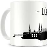 skyline4u Tasse mit Lübeck Skyline für Kaffee oder Tee H:95mm/D:82mm weiß