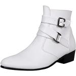 Weiße Cowboy-Boots & Cowboystiefeletten mit Reißverschluss aus Leder atmungsaktiv für Herren Größe 45 