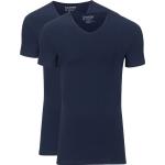 Dunkelblaue Unifarbene Kurzärmelige V-Ausschnitt T-Shirts für Herren Größe XXL 2-teilig 