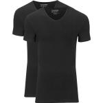 Schwarze Unifarbene Kurzärmelige V-Ausschnitt T-Shirts für Herren Größe XXL 2-teilig 