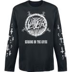 Schwarze Langärmelige Slayer Rundhals-Ausschnitt Print-Shirts für Herren Größe XXL für Festivals 