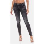 Anthrazitfarbene Slim Fit Jeans aus Denim enganliegend für Damen Größe XS 