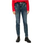 Blaue Sportliche CECIL Slim Fit Jeans mit Galonstreifen aus Baumwolle für Damen Weite 33, Länge 30 