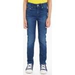 Blaue Slim Jeans für Kinder aus Baumwollmischung für Jungen Größe 128 