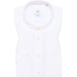 Weiße Elegante Kurzärmelige Eterna Stehkragen Stehkragenhemden aus Twill für Herren für den für den Sommer 