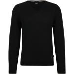 Schwarze HUGO BOSS BOSS V-Ausschnitt Wollpullover aus Wolle für Herren Größe 3 XL 
