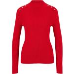 Reduzierte Rote HUGO BOSS BOSS Stehkragen Strickpullover mit Knopf für Damen Übergrößen für den für den Herbst 