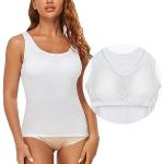 Reduzierte Weiße Rundhals-Ausschnitt BH-Hemden aus Viskose enganliegend für Damen Größe XXL 